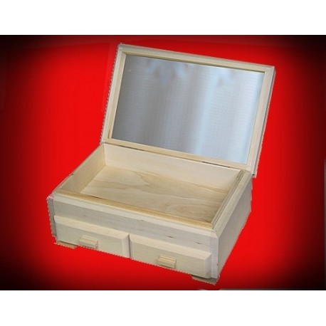 Drewniana szkatułka - komoda z lustrem